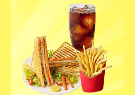 Grilled Sandwich French Fries Cold Drink